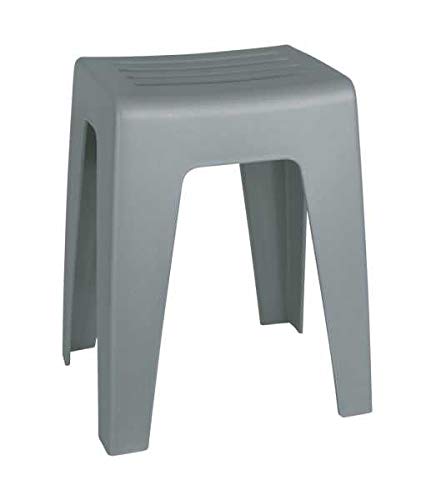 WENKO Taburete baño Kumba gris - Taburete, asiento-taburete, taburete de salón, Polipropileno, 38 x 47 x 32 cm, Gris