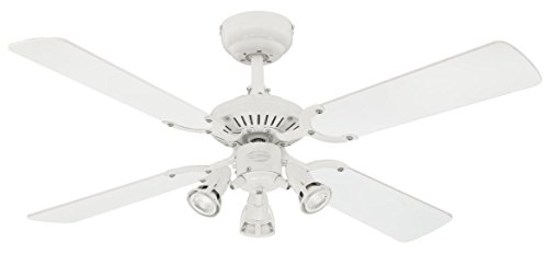 Westinghouse Lighting Princess Euro Ventilador de Techo GU10, Acabado en blanco con aspas reversibles en blanco/haya