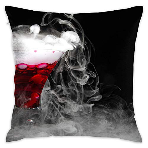 WH-CLA Throw Pillow Covers Cocktail Smoke Art Throw Pillow Fundas Funda De Cojín Funda De Cojín Suave Hogar Impresión A Doble Cara Dormitorio Oficina Única Durable Cremallera De 45X45Cm