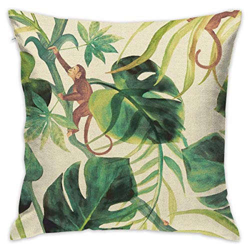 WH-CLA Throw Pillow Covers Imagen De Mono Impresión A Doble Cara Funda De Cojín Fundas De Almohada De Tiro Suave 45X45Cm Dormitorio Oficina Hogar Funda De Cojín con Cremallera Única Y Du