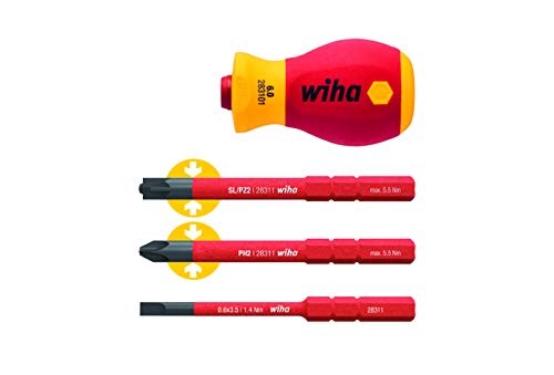 WIHA 41230 Destornillador electric, Rojo/Amarillo, 4 tlg, Set de 4 Piezas