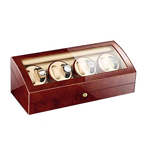 WYFX Enrollador de Relojes 8 + 9, con Pilas, silencioso, Relojes de Madera, enrolladores, Caja de presentación, Caja de Almacenamiento, marrón