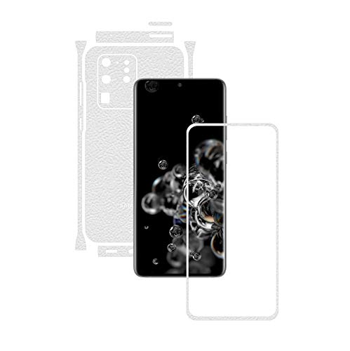 X-Skinz, Película Full Body Skin Cuero Blanco para Samsung Galaxy S20 Ultra,(5G) - Split Cut, Protector de Bordes de Pantalla e Carcasa, Cobertura Curva Total, Reemplazo de Funda/Estuche Rigida