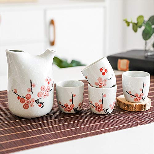 XuZeLii Piano Portátil de Mano 5 Ajuste Y Estilo Floral Pintado A Mano La Configuración Tazas Y Vasijas De Cerámica Creativa Bien De Buena Año Nuevo Y De La Navidad For Regalar