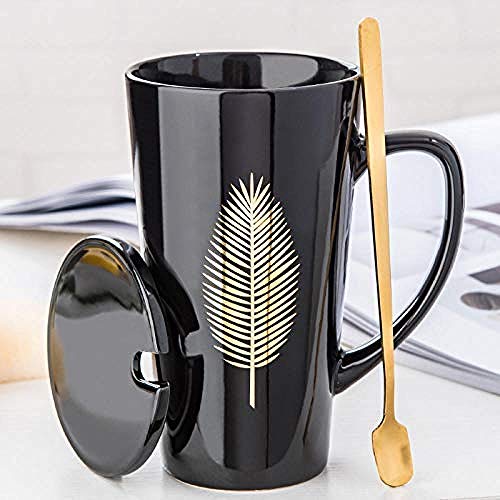 YEJHAN Taza café Porcelana Regalo té cerámica Leche Navidad Conjunto de Tazas de Desayuno de Hilo de Copa de Oro geométrico