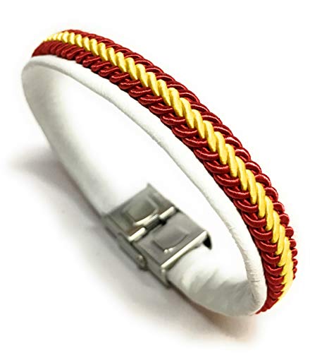 YOJAN PIEL - Pulsera De Piel Bandera De España (Hecho A Mano) | Complementos de Moda Unisex para Hombres y Mujeres de Estilo Atemporal y Elegante | Regalos Originales y Exclusivos