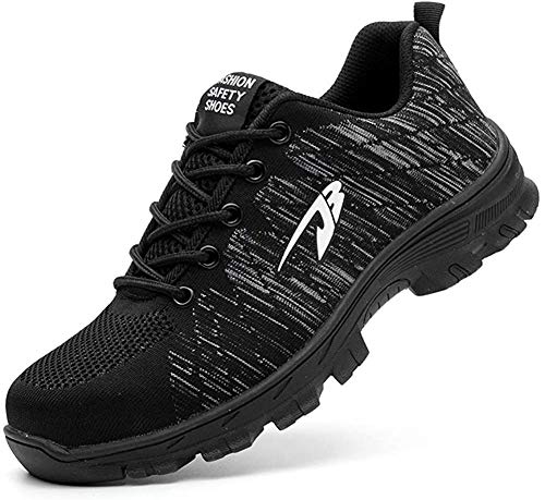 Zapatos de Seguridad para Hombres Zapatos de Acero con Punta de Seguridad,Zapatillas Deportivas Ligeras e Industriales Transpirables, Negro 46