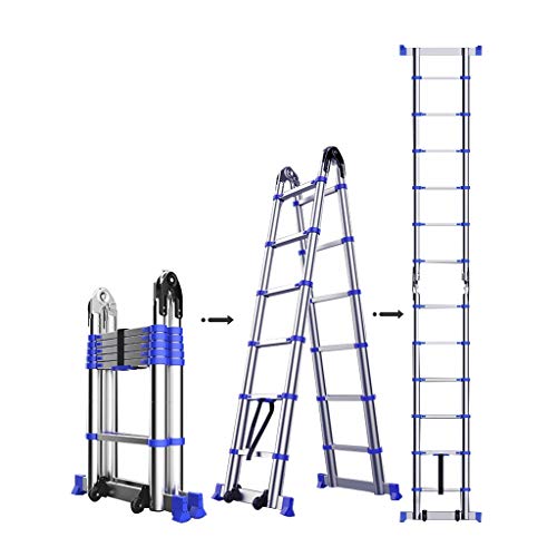 ZCF Escalera telescópica Escalera de Extensión Plegable, Escalera de Ático Portátil Multifunción, para Trabajos de Escalada Escalera Antideslizante para Uso General (Size : 2.85+2.85m)