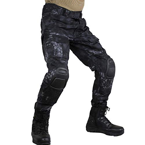 zuoxiangru Pantalones tácticos multicámara para Hombres Multi-Bolsillos Camuflaje Militar Pantalones de Caza de Combate Airsoft al Aire Libre con Rodilleras (Hm, Tag 32)