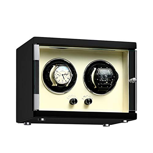 zyy Caja Giratoria para Relojes 2 Automatico Relojes Motor Silencioso 5 Programas de Rotación Caja de Almacenamiento Elaborado Manualmente Vitrina Caja de Almacenamiento