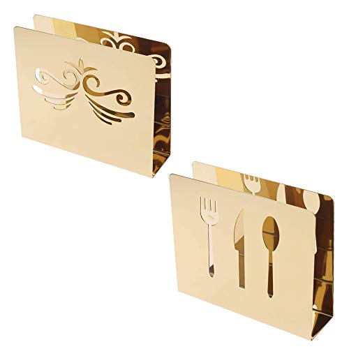 2 Pzs de Mesa Innovadora Servilletero, Bastidor de Servilletas, Servilletero de Acero Inoxidable Soporte, Soporte para Servilletas con Decoración de Cubiertos, para la Mesa de la Cena, 12x3,5x10,1cm