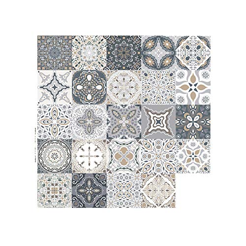 24 pegatinas de azulejos retro marroquíes, estilo autoadhesivo de mosaico, azulejos de pared, pegatinas de azulejos, azulejos de bricolaje, para casa, cuarto de baño, cocina, 20 x 20 cm