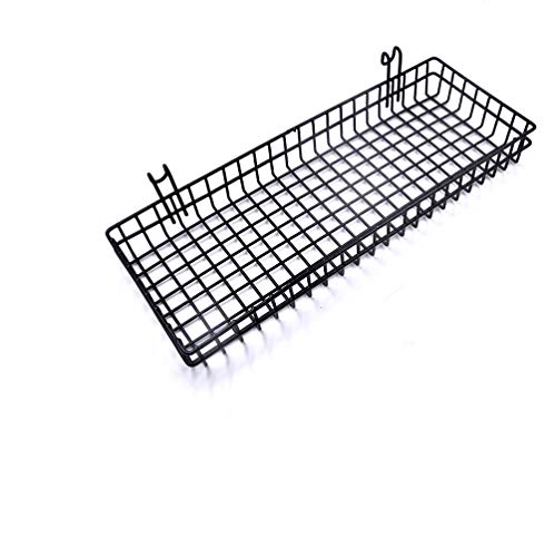 AceList - Cesta colgante de alambre de metal negro, multifunción, rejilla creativa de pared, organizador, almacenamiento para plantas, macetas, revestimiento negro