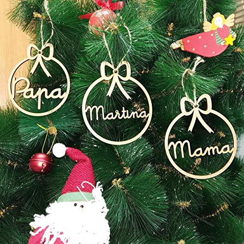 Adorno navidad árbol bola de madera personalizadas con cordel para colgar, Ornamento Decoraciones colgantes de Navidad Christmas tree 2020