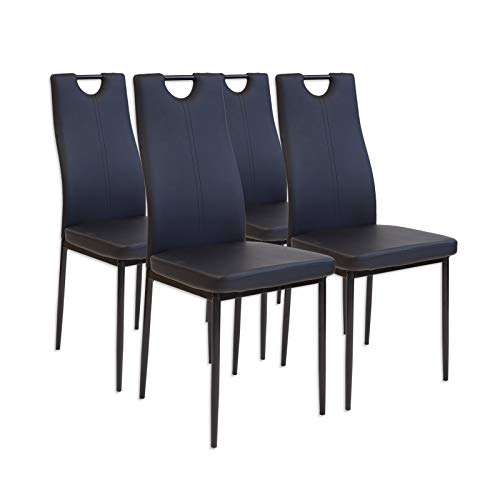 Albatros 2907 Salerno Set de 4 sillas de Comedor, Negro