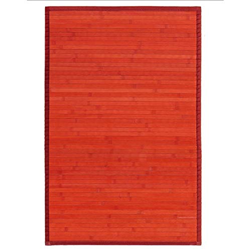 Alfombra de Salón o Comedor, Roja, de Bambú Natural 60 X 90cm Natur, 60x90 - Hogar y Más