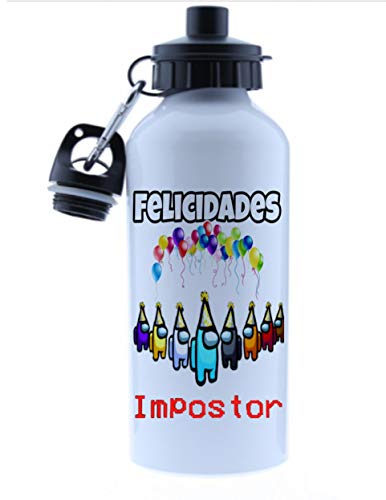 Among us Termo Botella de Agua FELICIDADES-Jarra 500ML,Regalo Cantimplora Aislado Cafe para Llevar Bidón Botella de Aluminio