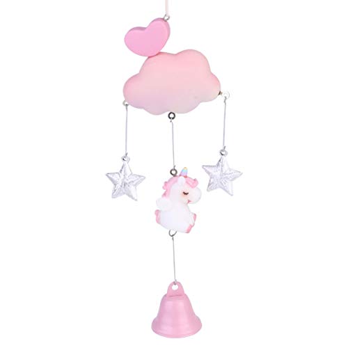 Amosfun Campanas de Viento Unicornio Campana de Viento Personalizada Nube Ornamento Campanas Artesanía para Jardín Patio Balcón Decoración Rosa