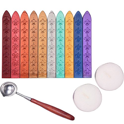 Antique Sealing Wax Sticks Set without Wicks Retro Spoon and Candles for Retro Vintage Wax Seal Stamp, 13 Pieces