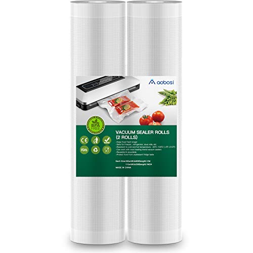 Aobosi Rollos Envasado al Vacío Bolsas Envasado al Vacío 2 Rollos 28x600cm para Sous Vide BPA Gratis y LFGB Aprobado