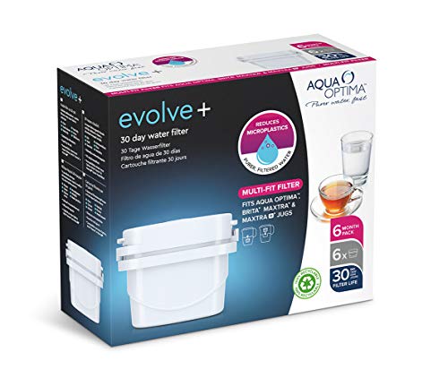 Aqua Optima 1 Pack 6 30 días Maxtra+ compatibles con Cartuchos de Filtro de Agua Evolve+, Blanco, 6 Pack