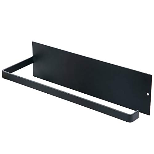 Autoadhesivo rodillo soporte de papel toalla de toalla gabinete de suspensión de tejido estante colgante cuarto de baño soporte de papel higiénico transporte peso 8kg (Color : Black)