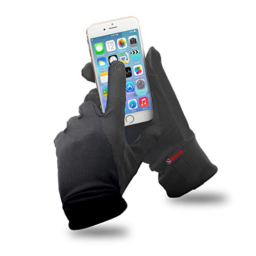 AXELENS Guantes Pantalla Táctil de Invierno Deportivos Unisex Calientes Térmicos Antiviento Ciclismo Carreras Running Bici Motos Outdoor Freestyle Scooter Smartphone Celular Teléfono Móvil - M - NEGRO