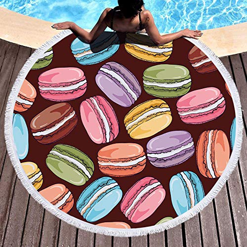 BCDJYFL 3D Toalla De Playa Macaron Manta De Picnic Portátil Ligera Resistente Picnic Y para Actividades Al Aire Libre De Viaje Camping.-Diámetro: 150Cm