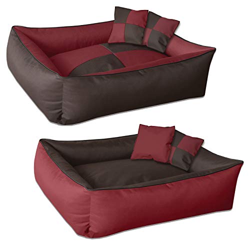 BedDog® 2en1 colchón para Perro MAX Quattro XXXL Aprox. 150x110 cm, 8 Colores, Cama, sofá,Cesta para Perro, Rojo/marrón