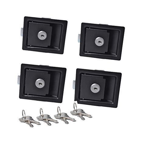 BeIilan De Acero al Carbono de Cerradura Compatible Entrada Paddle 4PCS Negro Cierre de Puerta y Claves para la Caja de Herramientas de Bloqueo de Remolque Caravana de Camiones