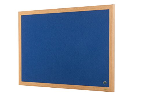 Bi-Office Earth Executive - Tablero de Anuncios de Marco de MDF Roble, 90 x 60 cm, Tablón de Fieltro Azul