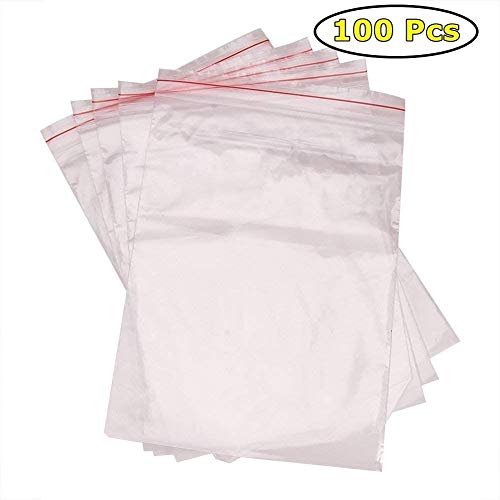 Bolsas de plástico transparente con cierre hermético, bolsas reutilizables con cierre hermético, bolsas de comida, máscaras,Ideal para comercio, envío o hogar, materiale Polietileno 100 pcs 12x17 cm