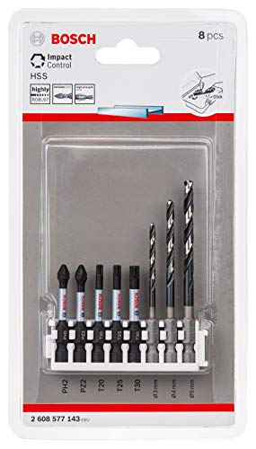 BOSCH 2608577143 Impact Control HS - Juego de puntas de destornillador (8 unidades), 0 W, 0 V, Color, Size