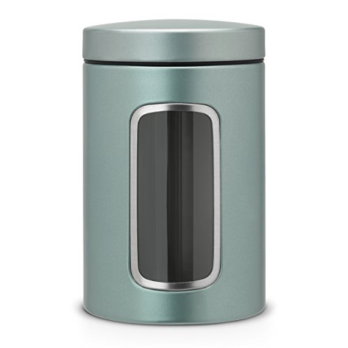 Brabantia 484360 - Bote con mirilla, 1,4 l, color menta metalizada