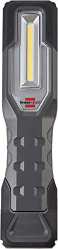 Brennenstuhl Linterna de trabajo portátil HL 1000 A con batería recargable (1000 + 200 lm, lámpara LED COB de trabajo e inspección, luz regulable, base magnética, IP54)
