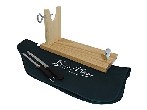 BRICOMIRAS JAMONERO Modelo BANQUETA ECONÓMICO Color Madera, Regalo Cuchillo + CHAIRA + CUBREJAMÓN, Soporte JAMONERA Ideal para Uso DOMÉSTICO (Cubrejamón Verde)