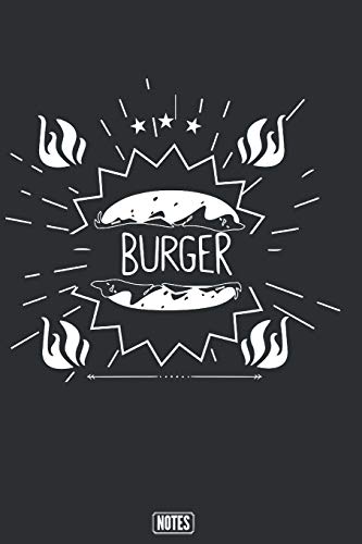 Burger: Great Hamburger Notebook/Journal for Adults/Children Fastfood Lovers to Writing (6x9 Inch. (15.24x22.86 cm.) College Ruled Lined Paper 120 Blank Pages (WHITE&GREY Pattern)