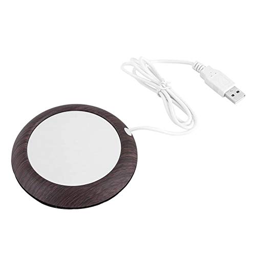 Calentador de Tazas USB Taza de Grano de Madera Calentador de Taza de Bebida de Calor Estera de té de Oficina Calentador de café Almohadilla(Veta de Madera de Nogal Oscuro)