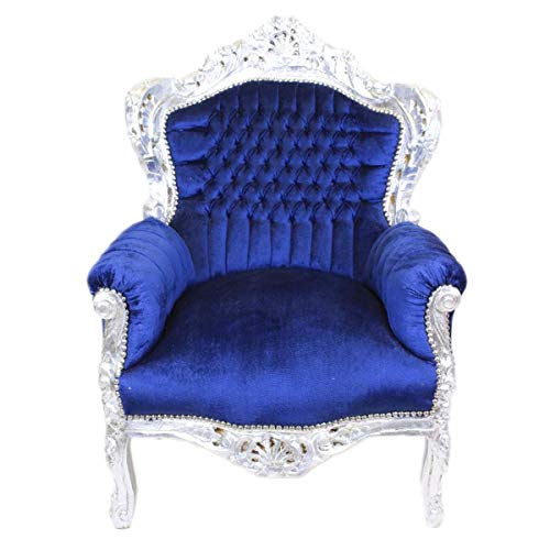 Casa Padrino Sillón Barroco King Azul Real/Plata - Muebles barrocos Estilo Antiguo