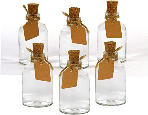 Casavetro - Juego de 12 x jarrones pequeños de 7 cm de Altura, Botellas de Vidrio, decoración, diseño de Flores de Boda, Vidrio, Blanco, 12 x jarrón