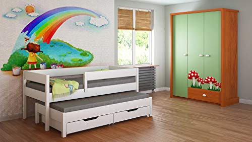 Children's Beds Home Cama Nido para niños Niños Juniors Colchón Sin cajones y sin colchón Incluido (180x80, Blanco)