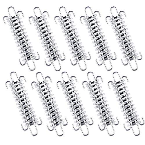 Chudian 10pcs Resortes de Tensión de Tienda, Muelle Traccion Tensor de Resorte Servicio Pesado Cuerda Conjunto de Hebilla de Resorte para Camping Accesorios de Playa (Plata)