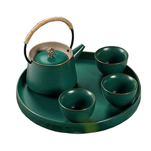 CJZ TEA Juego de té para el hogar Viga Simple Olla de cerámica Kung Fu japonés Juego de té Oficina Una Olla Tres Tazas Té Bandeja de té Viajes/Ocio / Regalo Juego de té