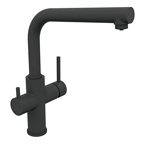 Clever 61237 Grifo de Cocina 3 Vías para agua filtrada o tratada, Metal Free Negro Mate