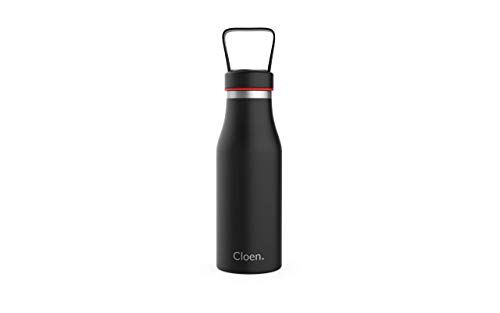 CLOEN Botella de Agua Acero Inoxidable, Aislamiento de Vacío, Triple Pared, Botellas de Frío/Caliente, Libre de BPA, Botella Reutilizable, Gimnasio, Deportes, Escolar, Bicicletas. by (Negro)