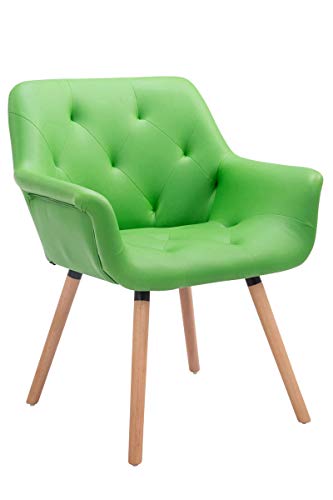 CLP Silla De Comedor Cassidy En Simil Cuero I Silla De Visita con Respaldo I Butaca De Salón Nórdica con Base De 4 Patas De Madera I Color:, Color:Verde Claro, Color del Marco:Natura