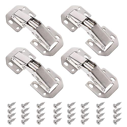 CODIRATO 4 PCS Kitchen de Bisagras 90°, Bisagra Atornillable con 32 Tornillos Bisagras Cierre Automático para Gabinete de Muebles de Puerta al Aire Libre