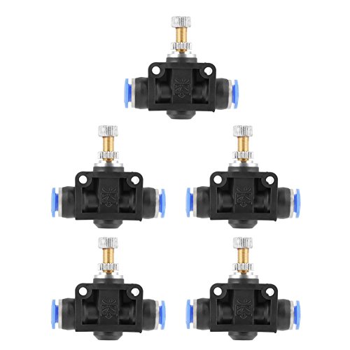 Conector neumático de válvula de flujo neumático, 5 unidades, conector neumático de válvula de control de flujo de aire del controlador de velocidad, 6 mm