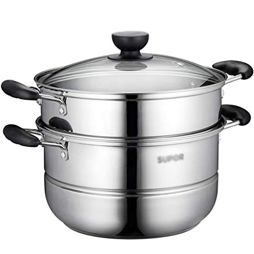 Cookware Olla de Pasta de Gran Capacidad, los 28CM de diámetro Stockpot Acampar Utensilios de Cocina con Filtro y Vegetal Cesta del Vapor (Size : 28 * 28 * 24CM)