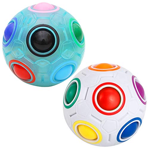 Coolzon Mágico Bola de Cubo de Velocidad, Bola Mágica de Arco Iris 3D Juguetes para niños Adolescentes Adultos, Paquete de 2